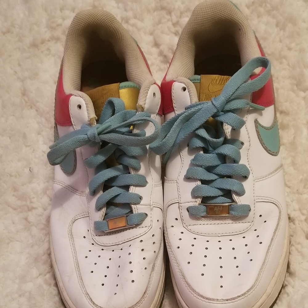 Teal/Pink Nike Air Force Ones